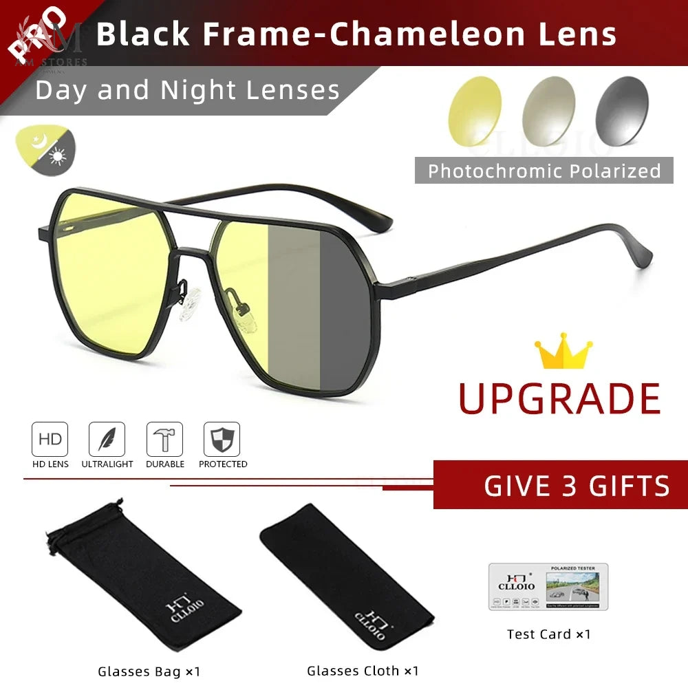 CLLOIO Unisex Square Polarized Photochromic Aluminum Sunglasses UV400 - view 14