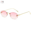 Diamond Women's Rimless Oval Metal Sunglasses - view 3