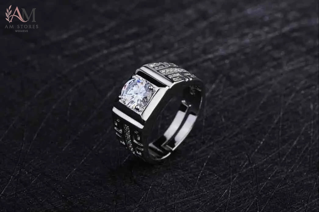 925 Sterling Silver Crystal Wedding Couple Unisex Ring - view 2