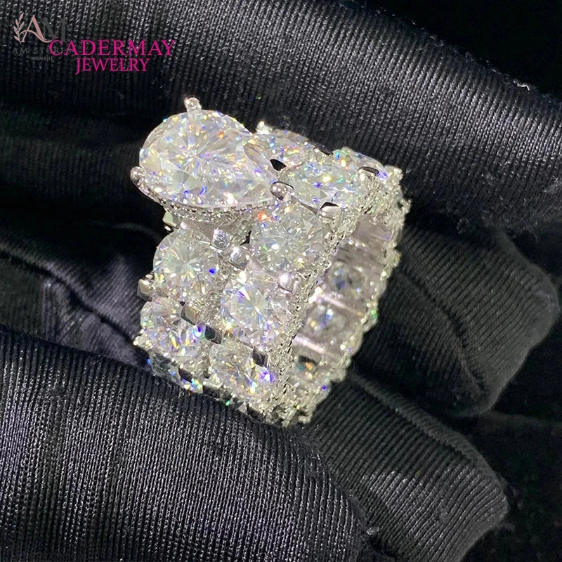 Cadermay 5ct Pear-Cut Moissanite Ring Set - view 1