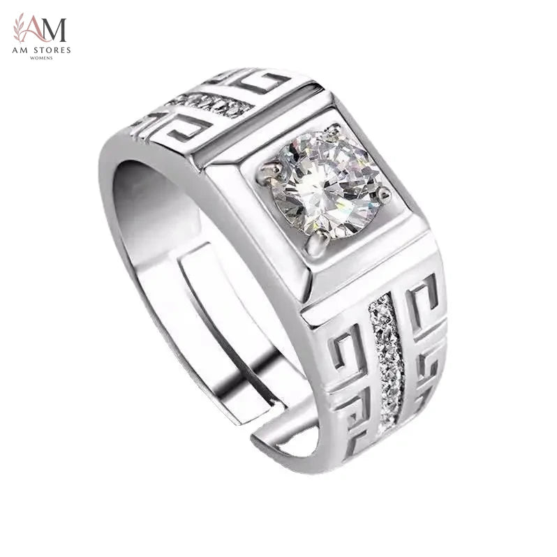 925 Sterling Silver Crystal Wedding Couple Unisex Ring - view 4