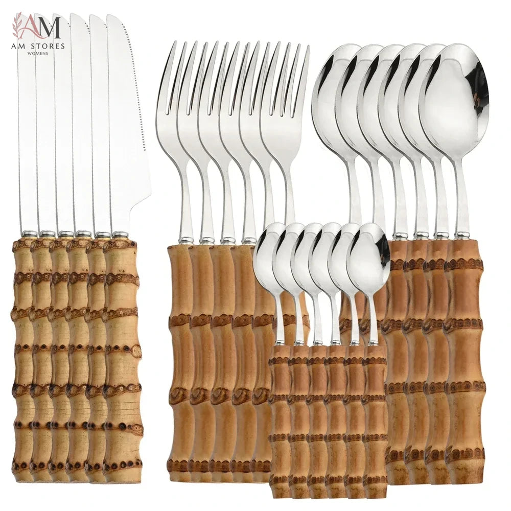 Bamboo 24-Piece Stainless Steel Flatware Set - view 7