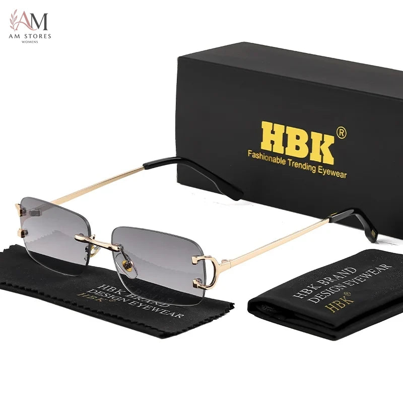 HBK Unisex Vintage Rimless Rectangle Sunglasses UV400 - view 16