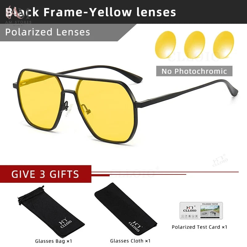 CLLOIO Unisex Square Polarized Photochromic Aluminum Sunglasses UV400 - view 13