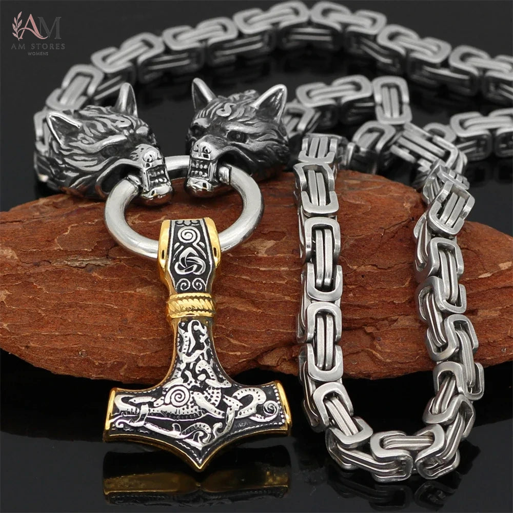 Stainless Steel Wolf Celtic Men's Pendant Necklace - view 8