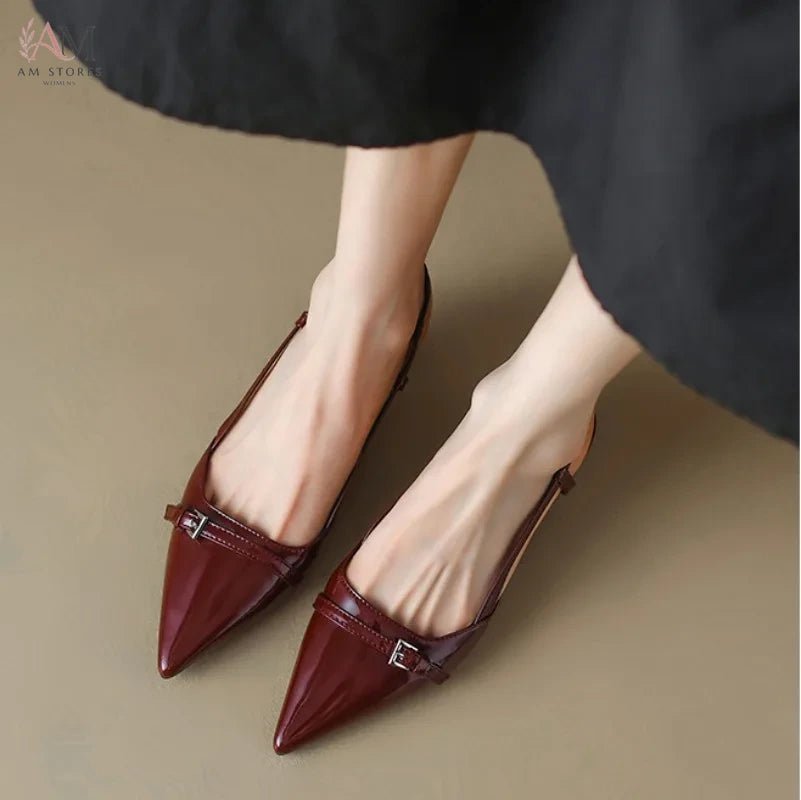 Women's Pointed-Toe Slip-On Leather High-Heel Pumps - view 3