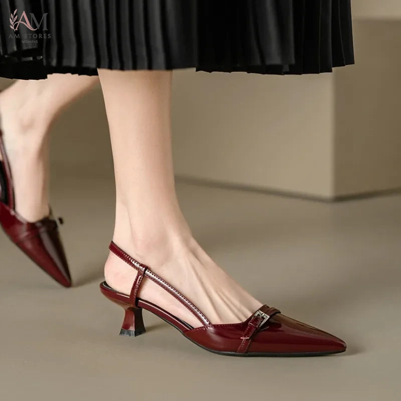 Women's Pointed-Toe Slip-On Leather High-Heel Pumps - view 5