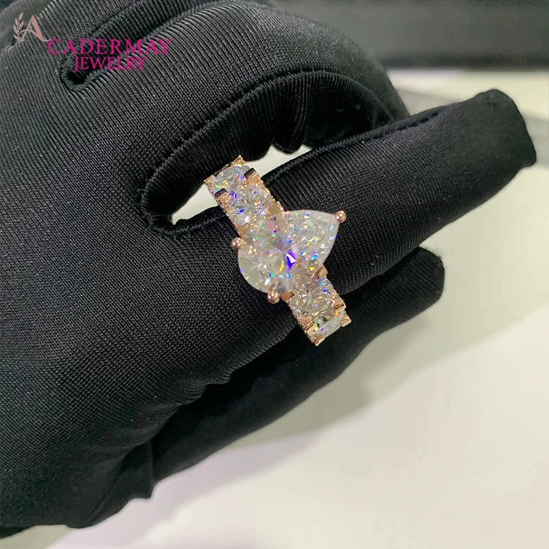 Cadermay 5ct Pear-Cut Moissanite Ring Set - view 4