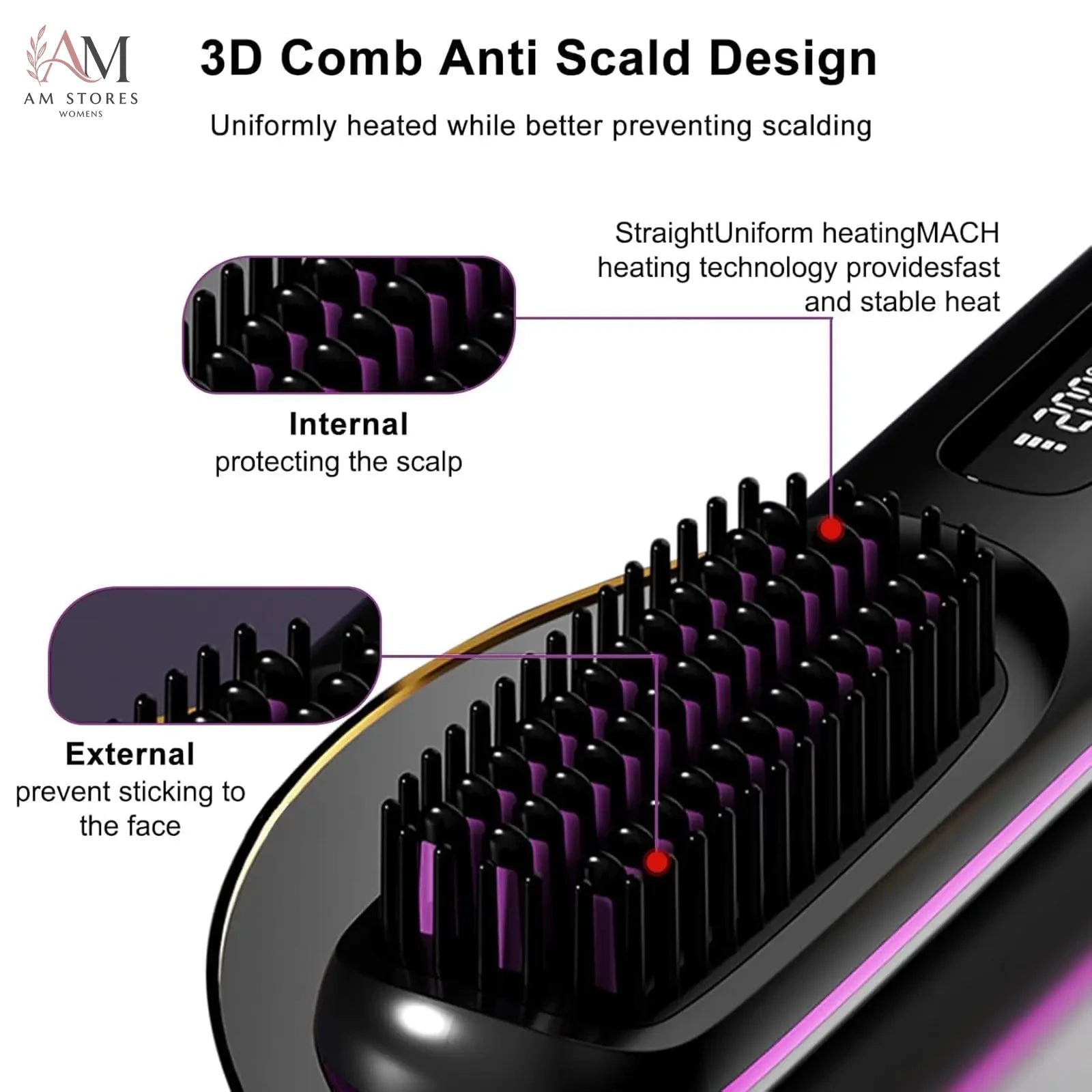 USB Portable Ceramic Hair Straightening Brush - view 6