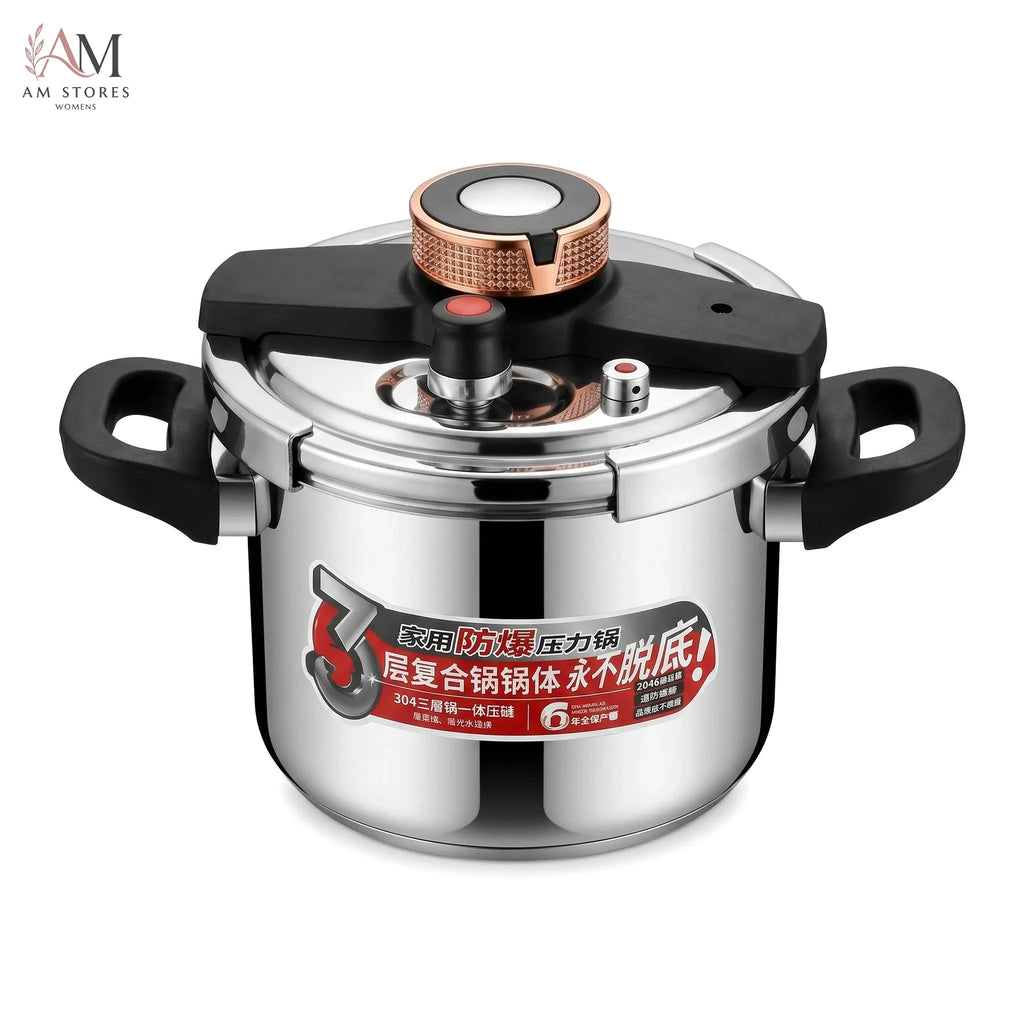 304 Stainless Steel Knob Pressure Cooker 4L-11L 80kPa High Pressure Fast Cooking Pot for Home Kitchen