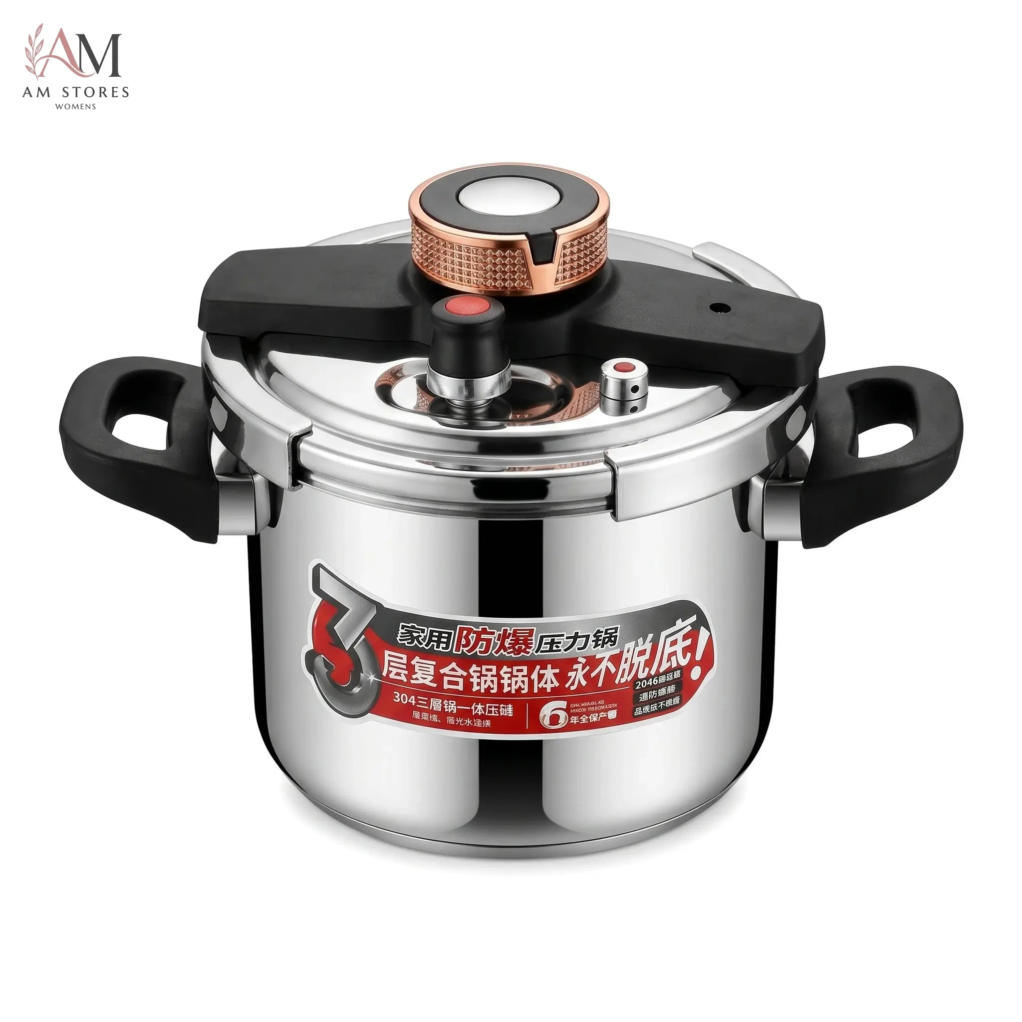 304 Stainless Steel Knob Pressure Cooker 4L-11L 80kPa High Pressure Fast Cooking Pot for Home Kitchen