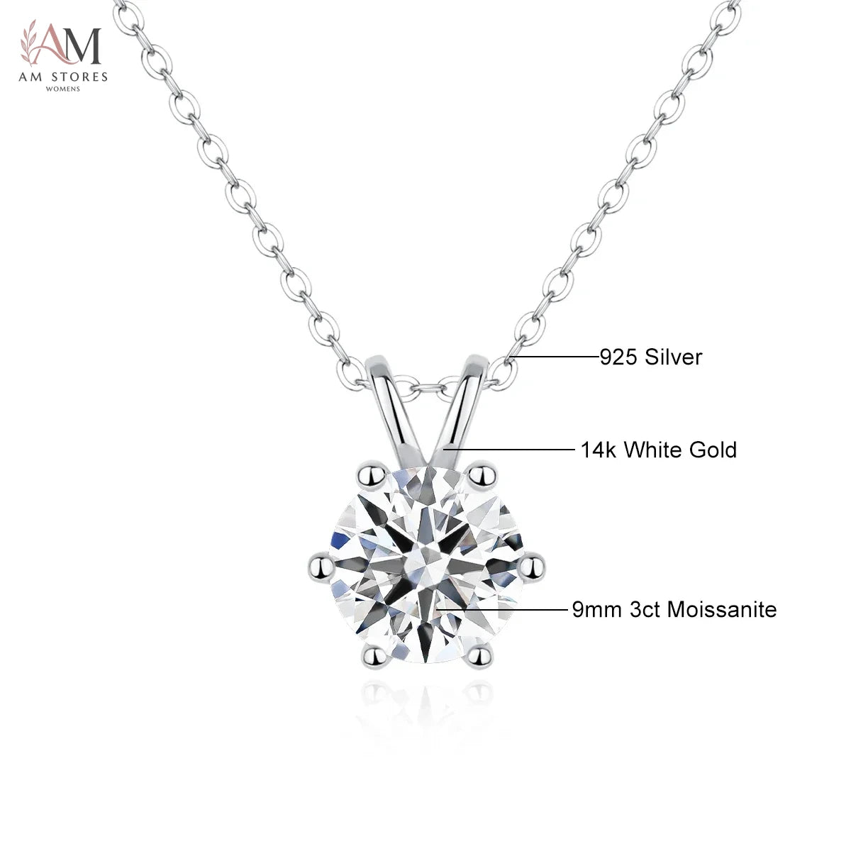 14K Gold Moissanite Pendant Necklace - view 7