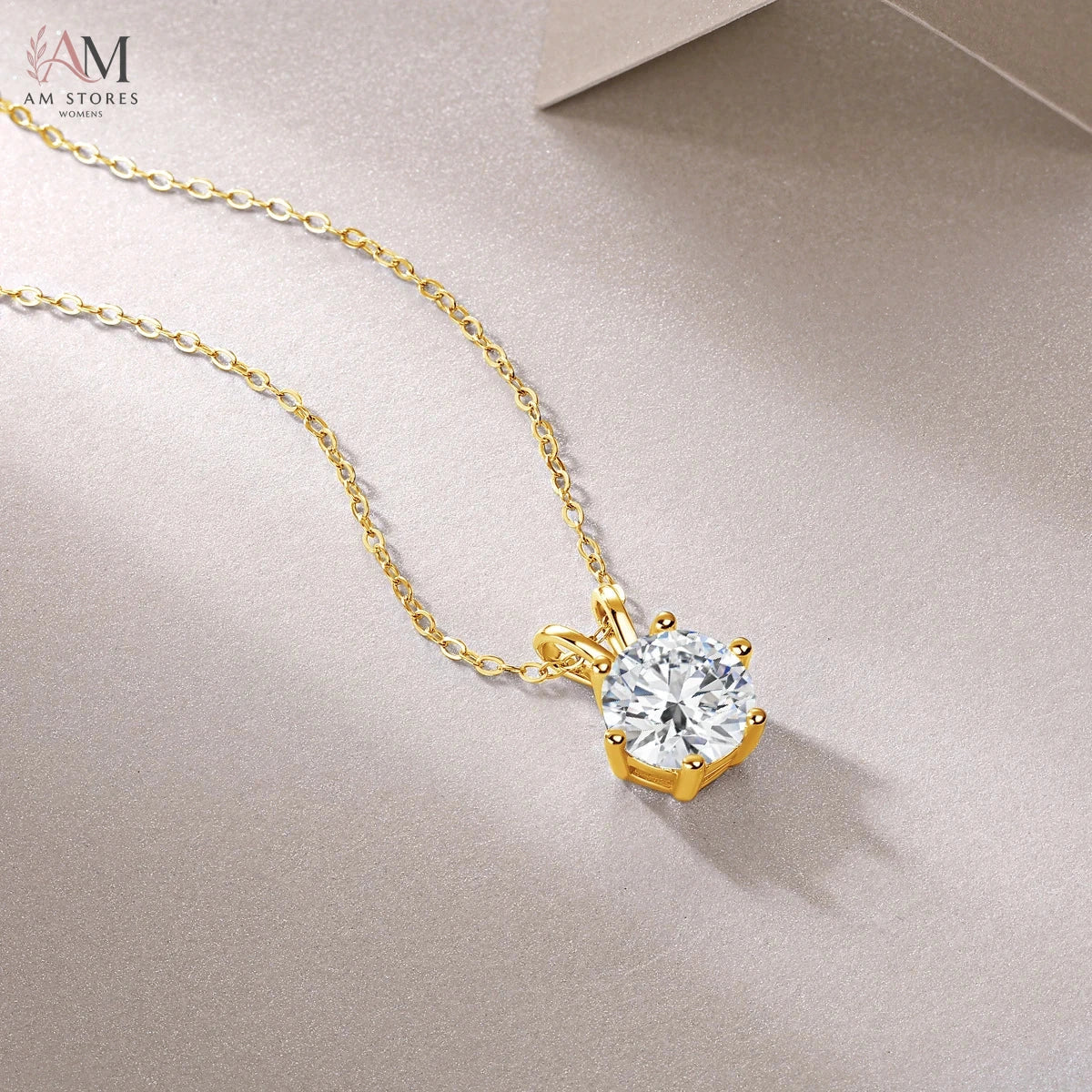 14K Gold Moissanite Pendant Necklace - view 3