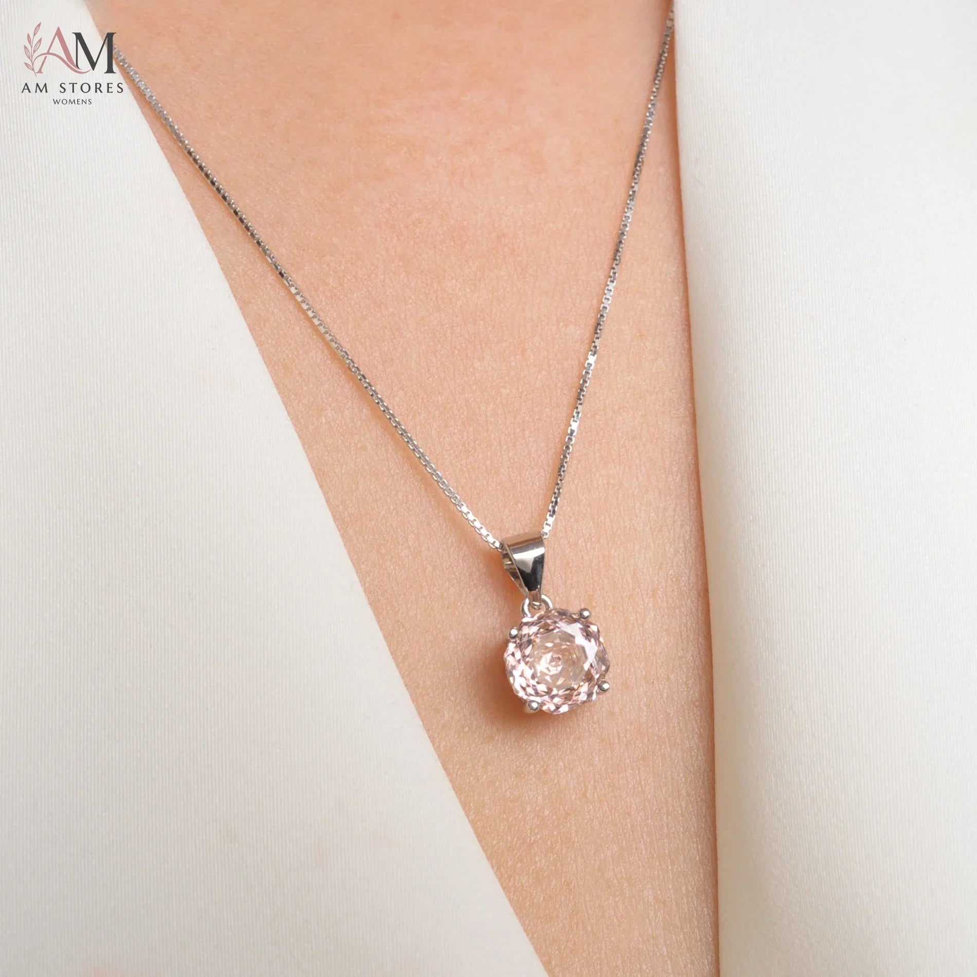 Potiy 2ct Morganite Cubic Zirconia Pendant Necklace - view 4