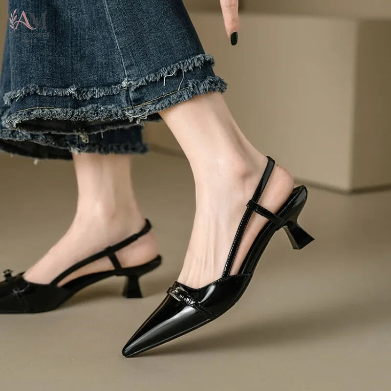 Women's Pointed-Toe Slip-On Leather High-Heel Pumps - view 4