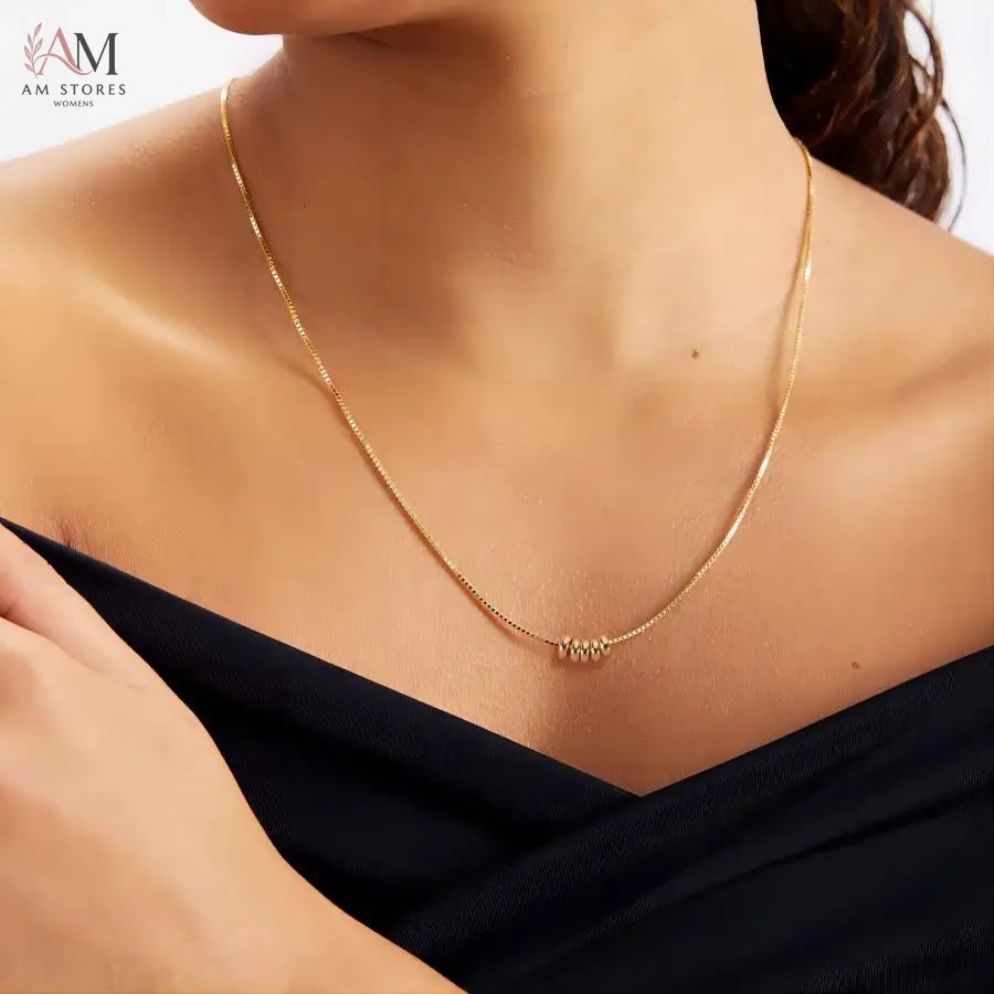 14K Gold-Plated Five-Ring Pendant Necklace - view 3