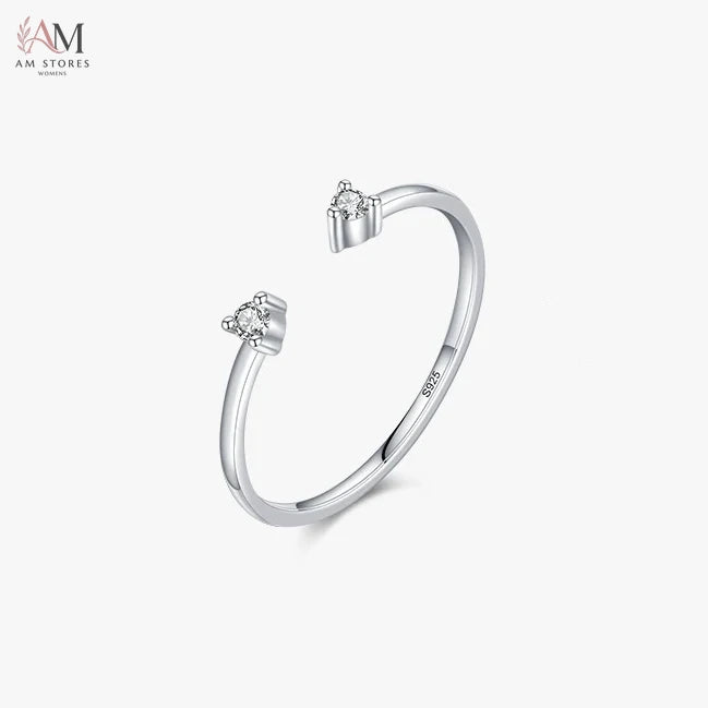 Real 925 Sterling Silver Cubic Zirconia Adjustable Geometric Women's Ring - view 5