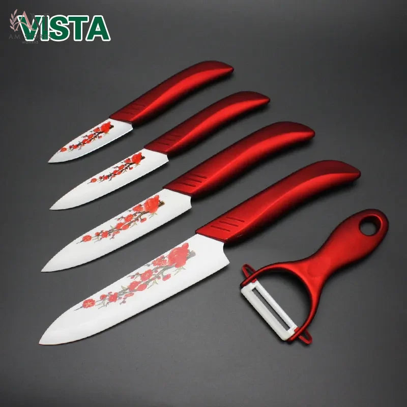 Ceramic Kitchen Knife Set with Stand & Peeler - view 2