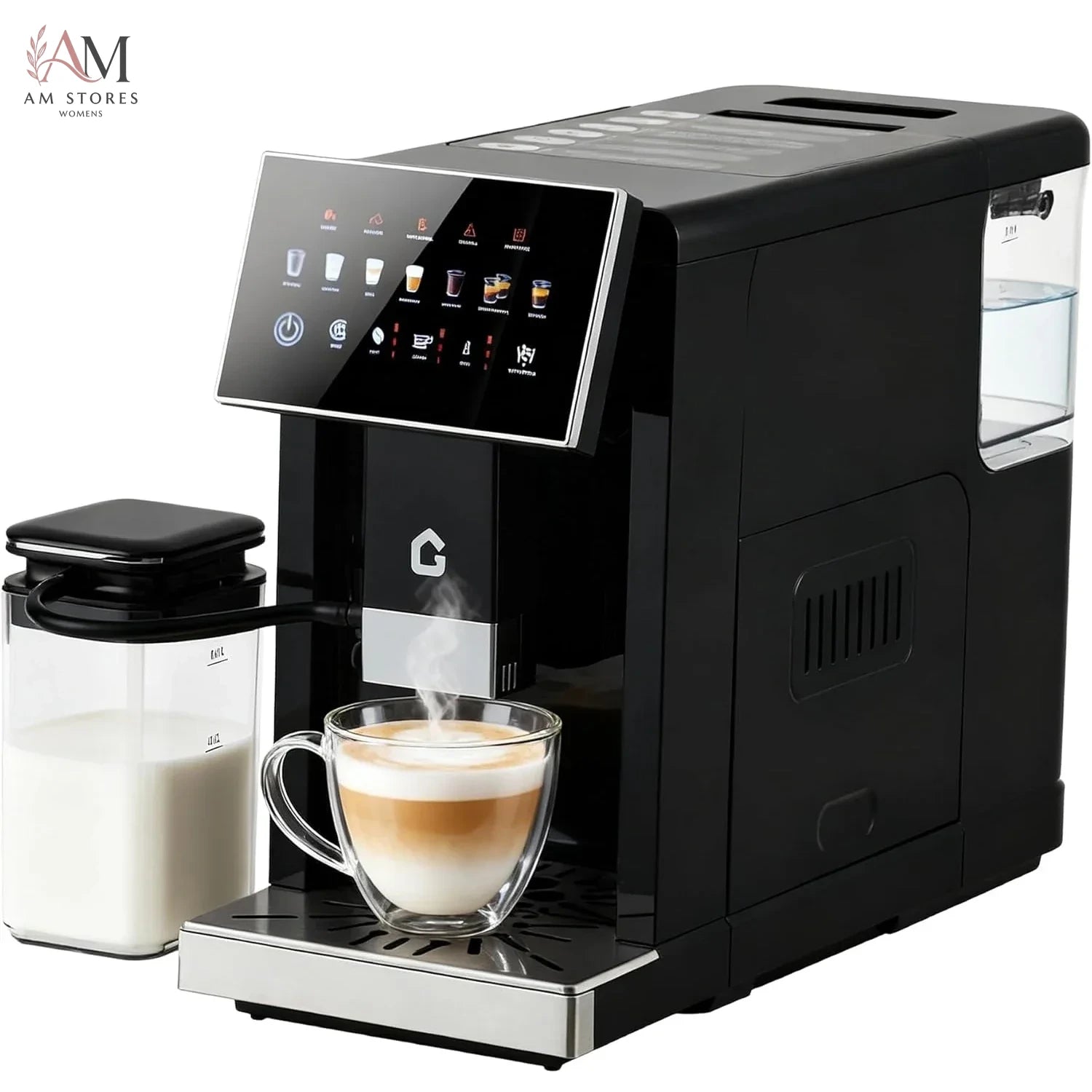 3rd-Gen Espresso Coffee Maker with Milk Frother - Removable Brewer & Grinder, Adjustable Coarseness/Flavor, Detachable Milk Tank