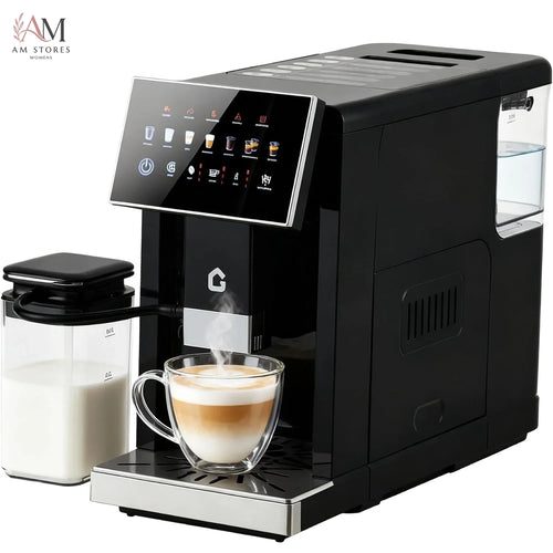 3rd-Gen Espresso Coffee Maker with Milk Frother - Removable Brewer & Grinder, Adjustable Coarseness/Flavor, Detachable Milk Tank