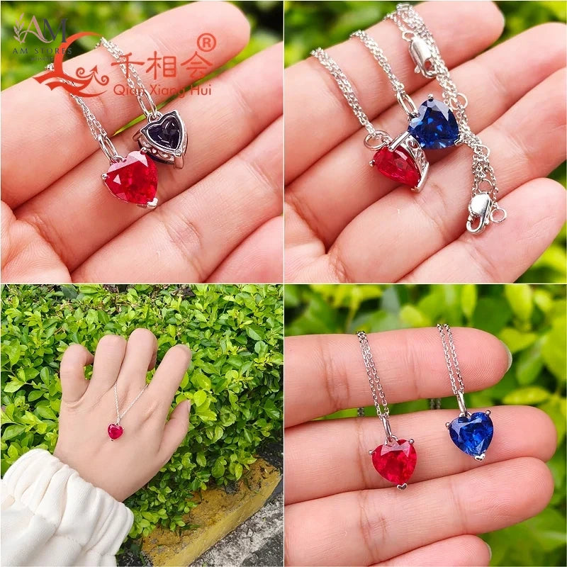 3.6ct Heart-Shaped Lab-Grown Gemstone Pendant Necklace - view 3