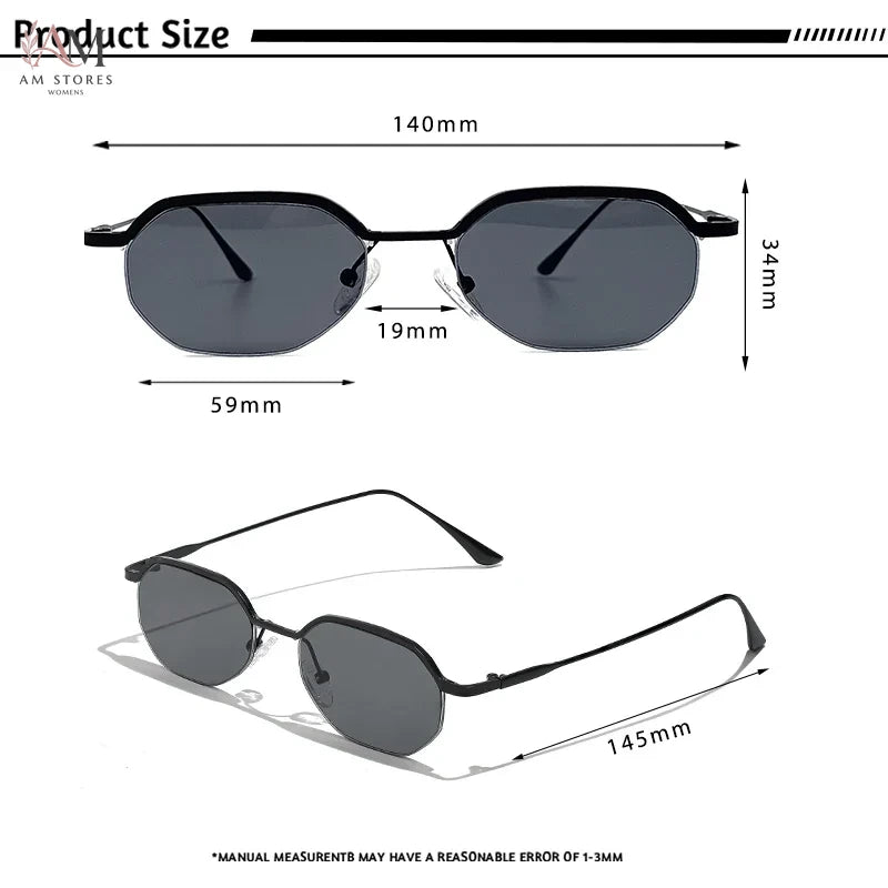 Caterside Unisex Vintage Polygon Small-Frame Sunglasses - view 4