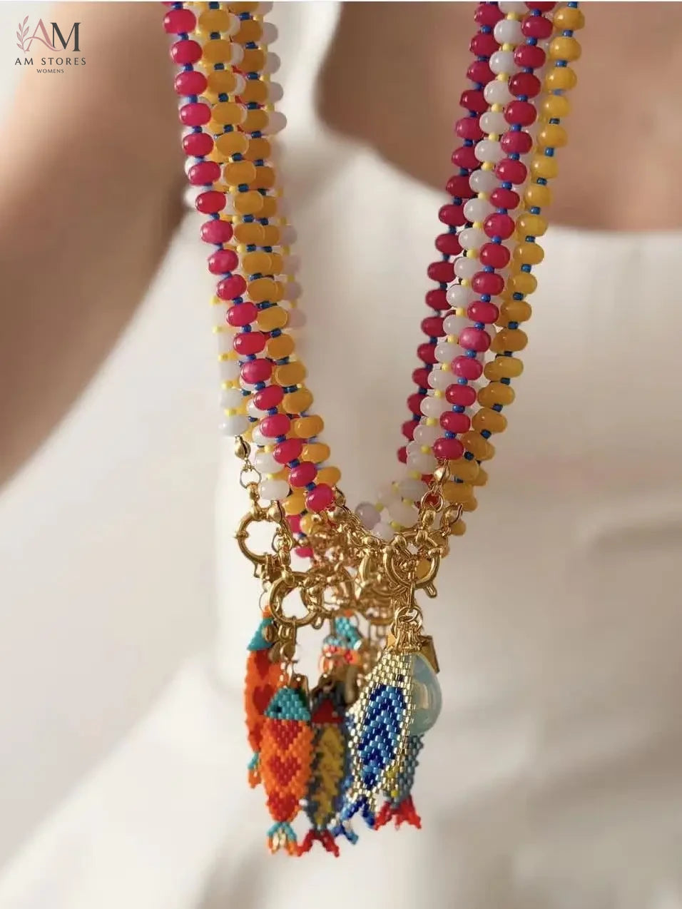 Handwoven Fish Pendant Necklace - view 1