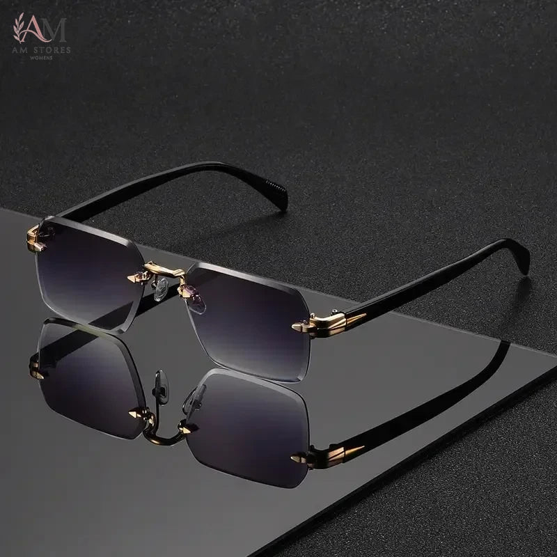 Unisex Rimless Rectangle Sunglasses UV400 - view 10