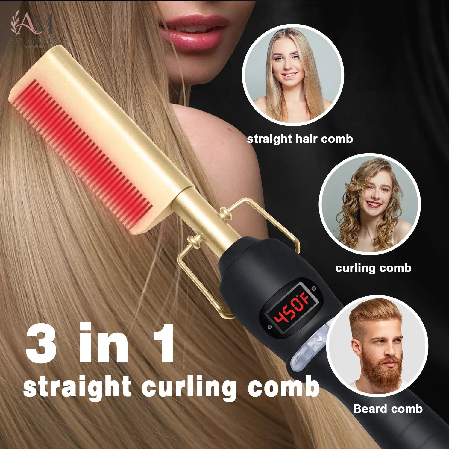 Anti-Scald Portable Electric Hot Comb - view 3