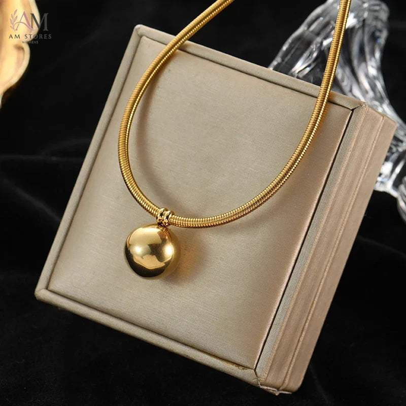 EILIECK 316L Stainless Steel Hollow Ball Bead Necklace - view 8