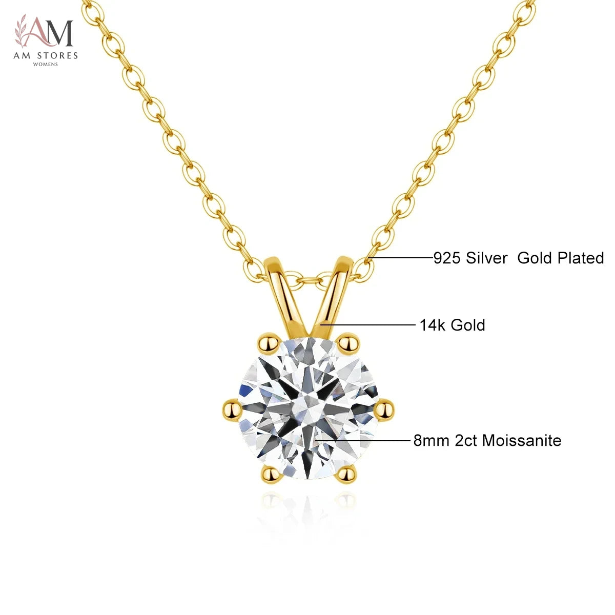 14K Gold Moissanite Pendant Necklace - view 11