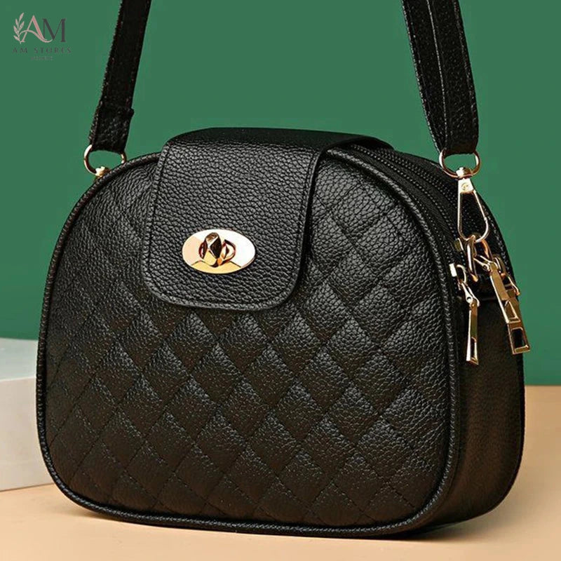 Women's Leather Quilted Multi-Compartment Crossbody Bag - view 1