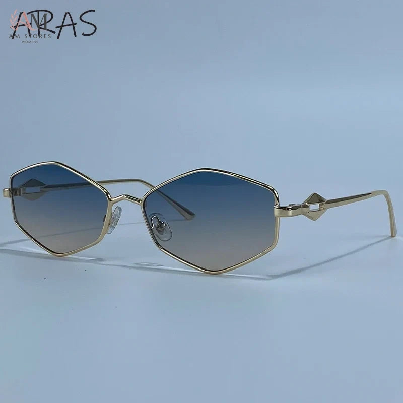 Women's Vintage Hexagon Metal Sunglasses - view 11