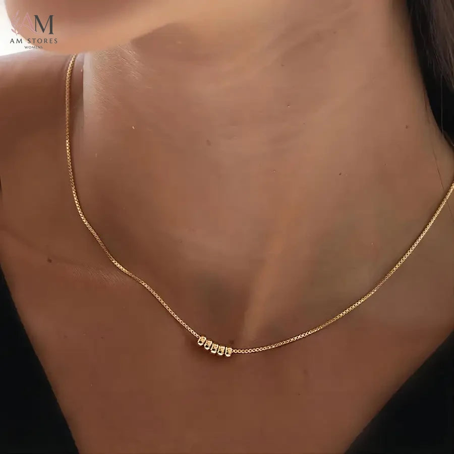 14K Gold-Plated Five-Ring Pendant Necklace - view 1
