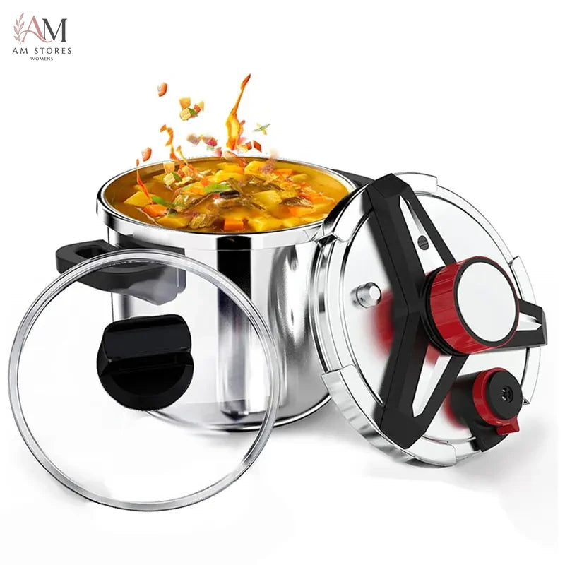 5/7L Stainless Steel Pressure Cooker with Glass Lid Explosion Proof Energy-Saving Safety Pressure Cooker Gas Induction Cooker