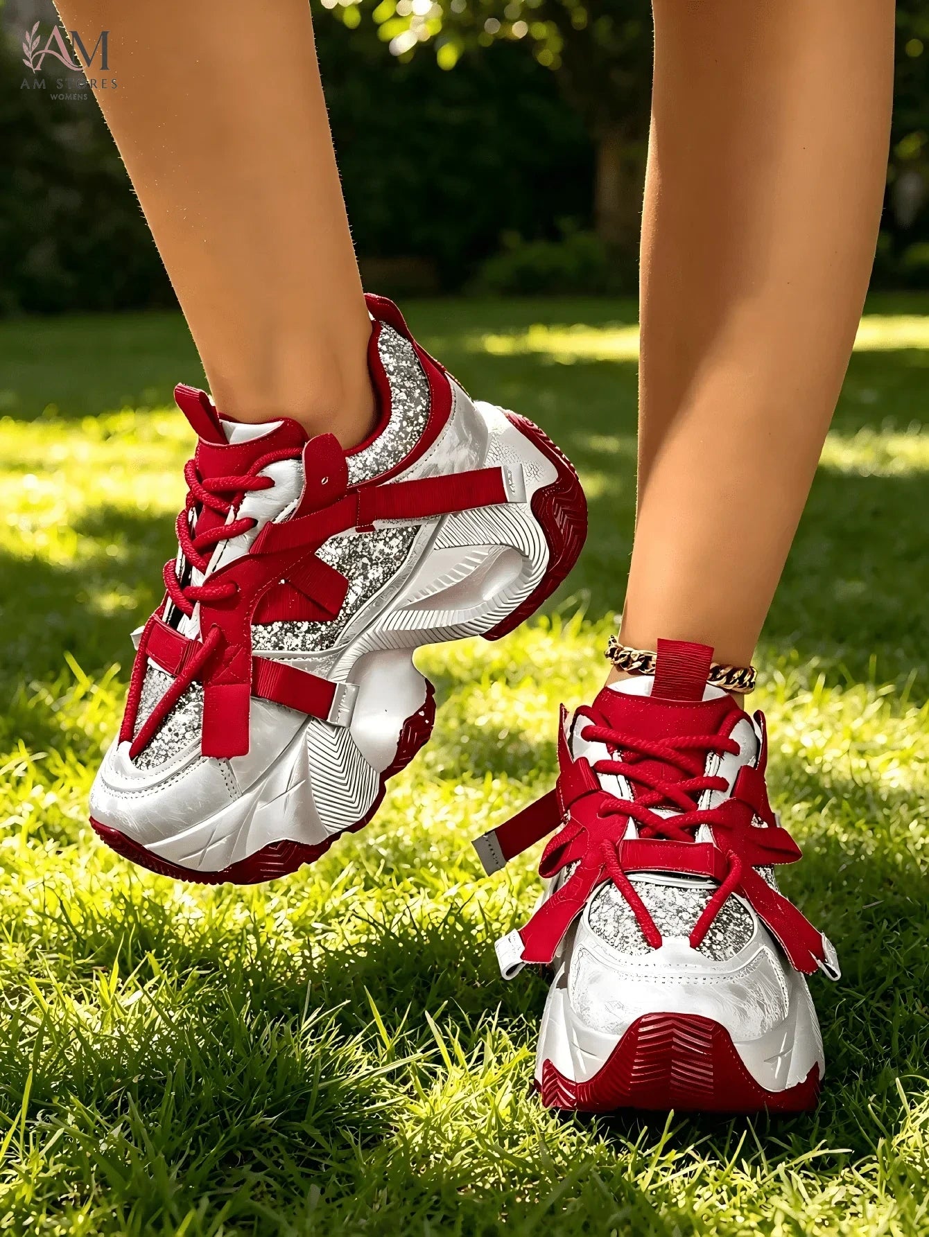 Women's Platform Glitter Breathable Casual Sneakers - view 2