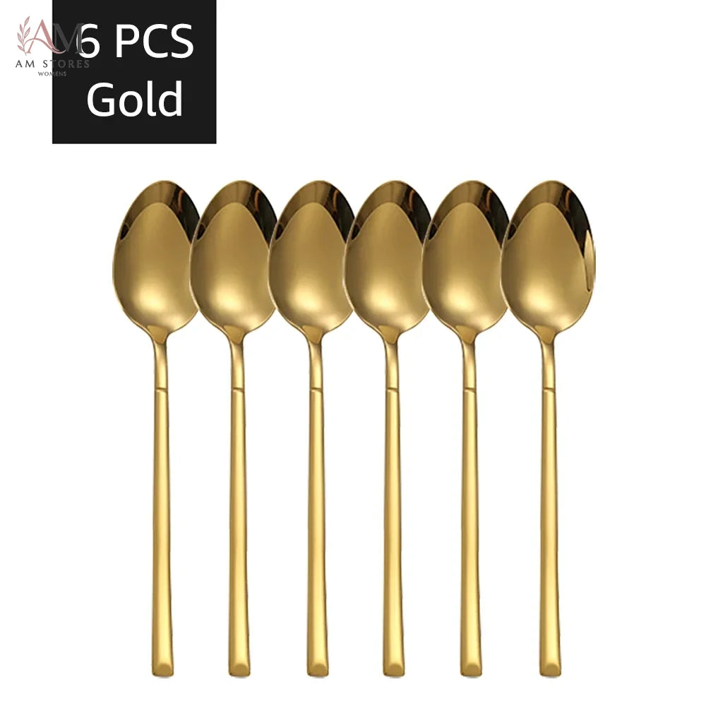 30-Piece Stainless Steel Gold Flatware Set - view 11