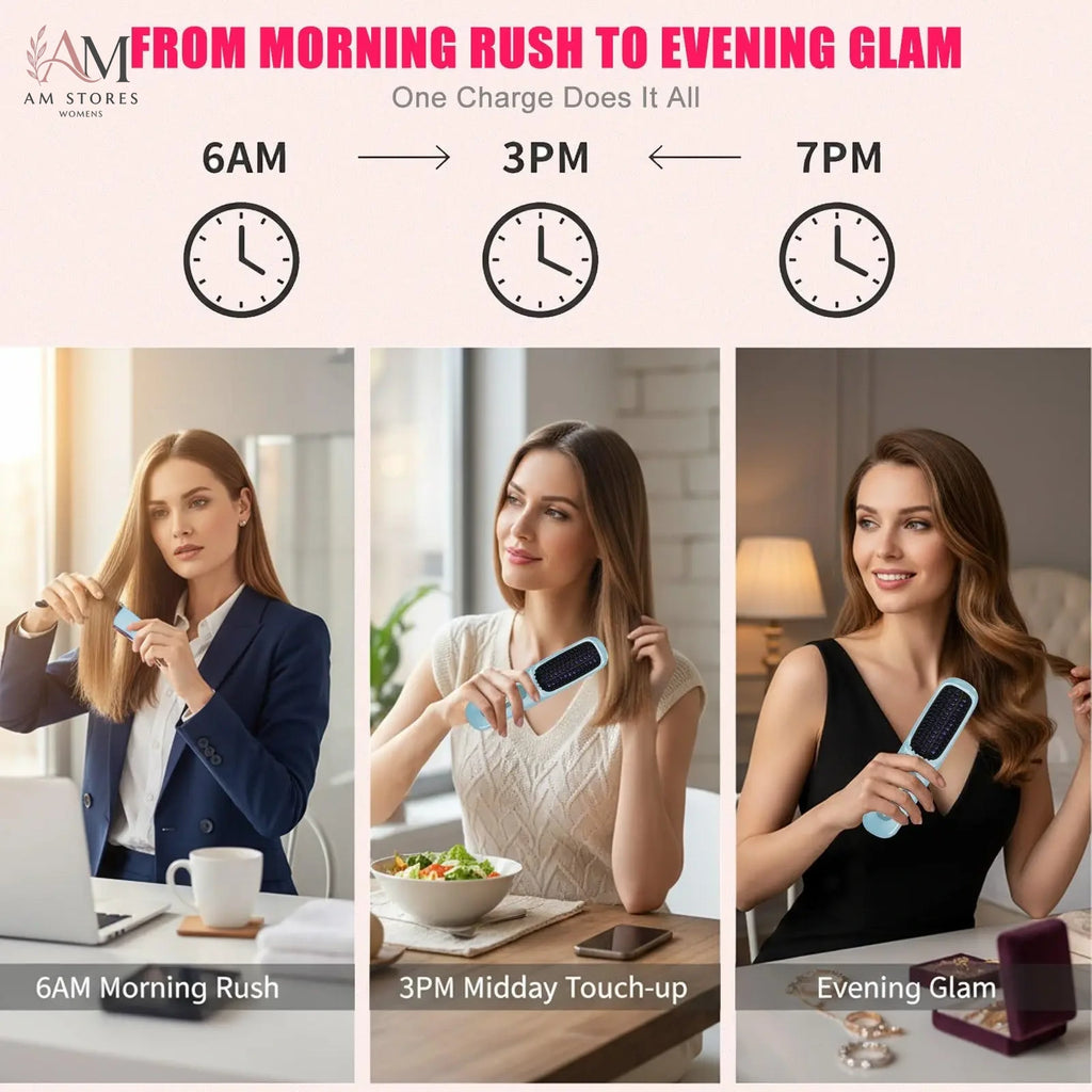 USB Portable Ceramic Hair Straightening Brush - view 5