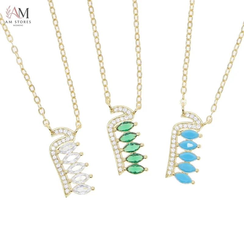 Gold-Plated Colorful Arabic Letter Pendant Necklace - view 14