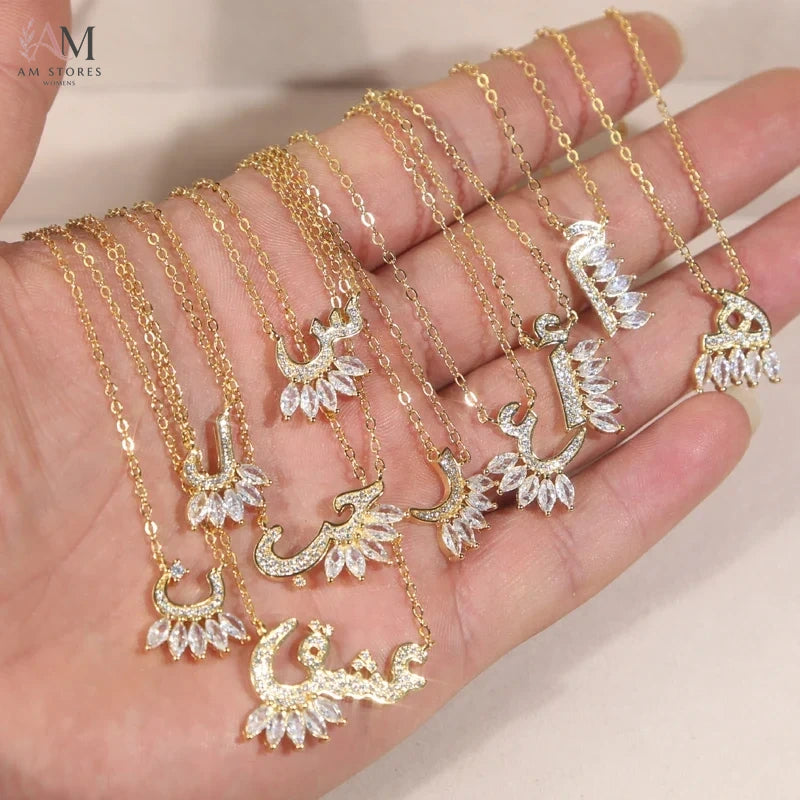 Gold-Plated Colorful Arabic Letter Pendant Necklace - view 5