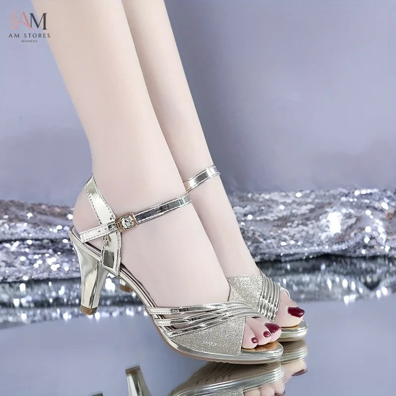 Women's Open-Toe Glitter Wedding High-Heel Sandals - view 3
