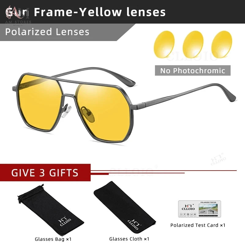 CLLOIO Unisex Square Polarized Photochromic Aluminum Sunglasses UV400 - view 9