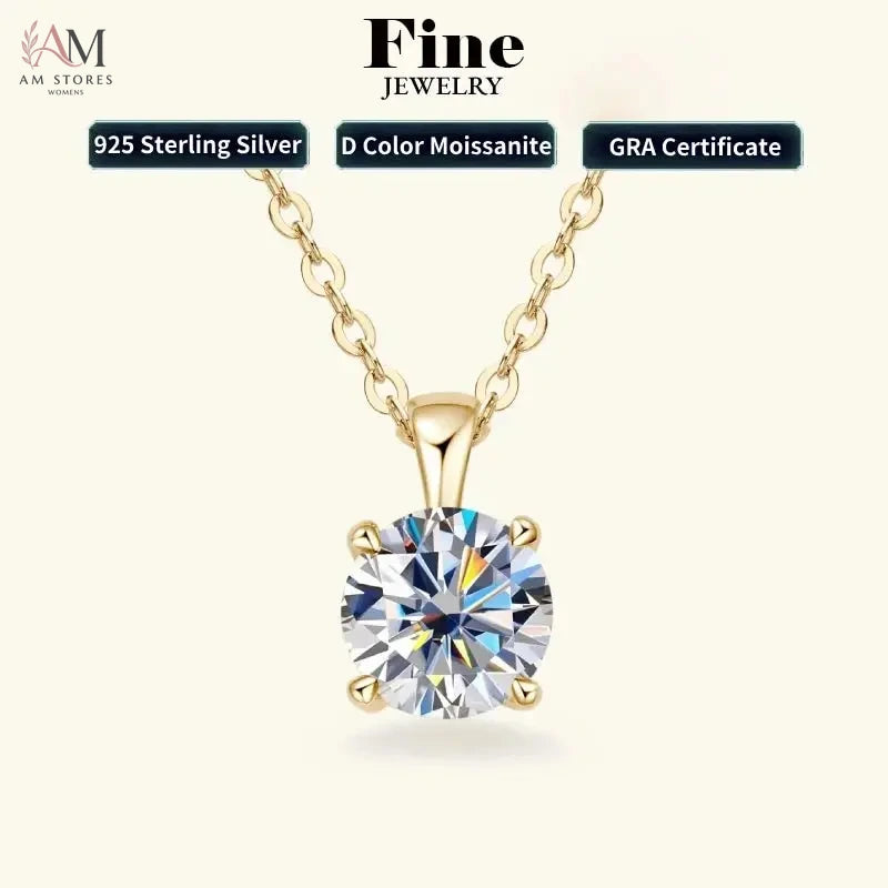 1ct Moissanite Solitaire Pendant Necklace in 925 Silver - view 1