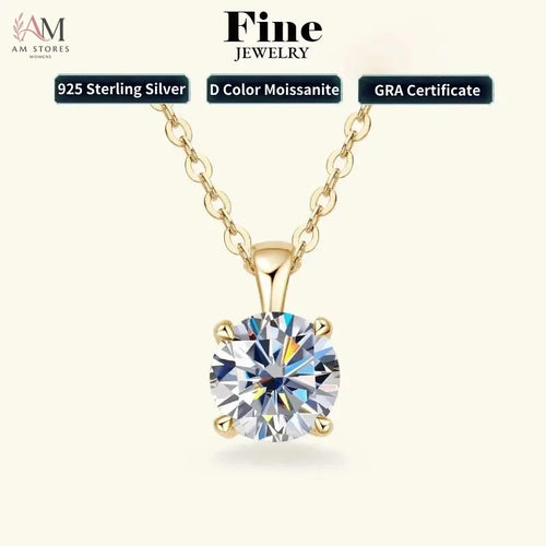 1ct Moissanite Solitaire Pendant Necklace in 925 Silver - view 1