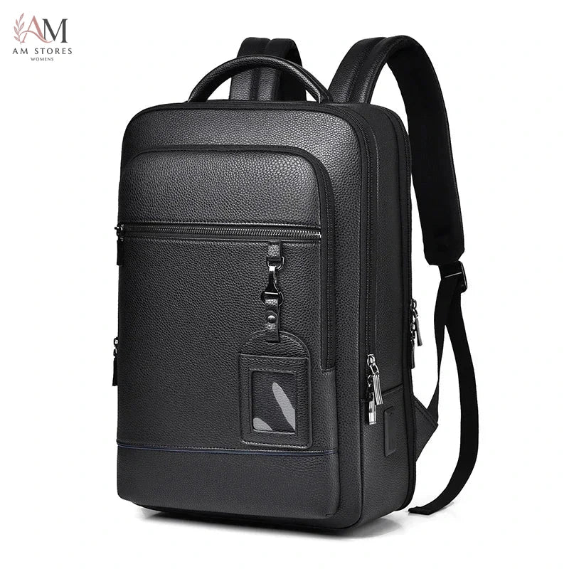 Executive Men's PU Leather Travel Backpack - view 4