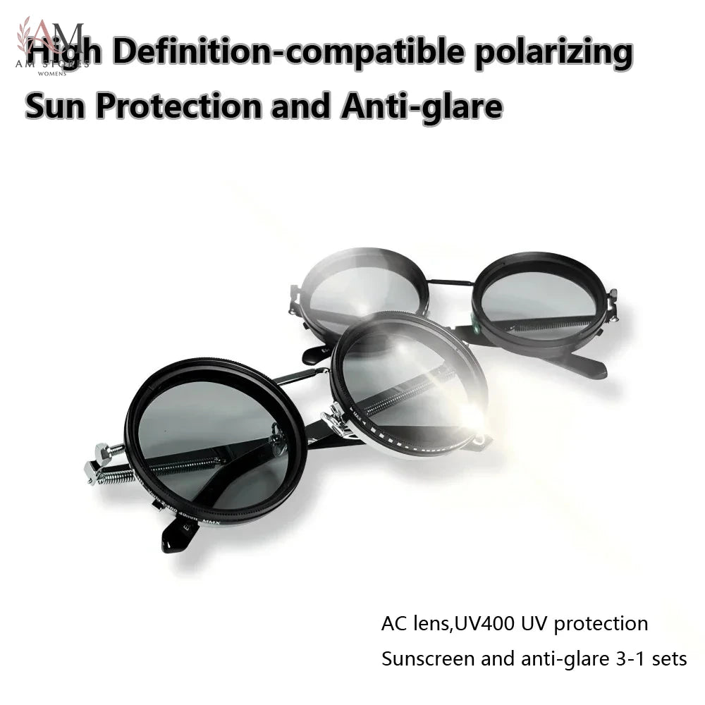 Unisex Vintage Round Polarized ND9 Eyeglasses UV400 - view 2