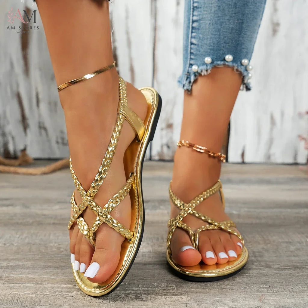 Women's Woven Hollow-Out Flat Beach Sandals - view 1