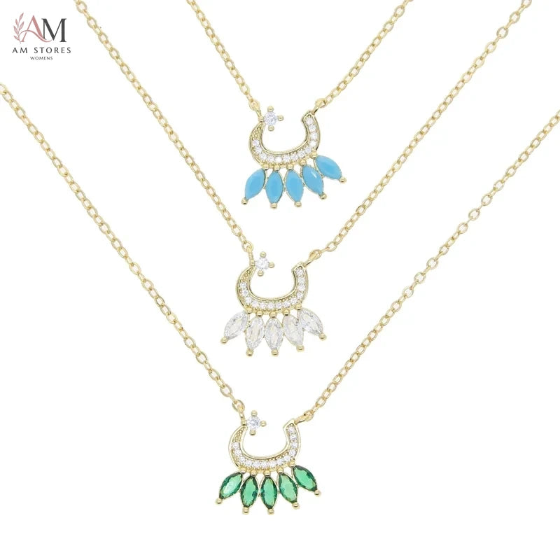 Gold-Plated Colorful Arabic Letter Pendant Necklace - view 16