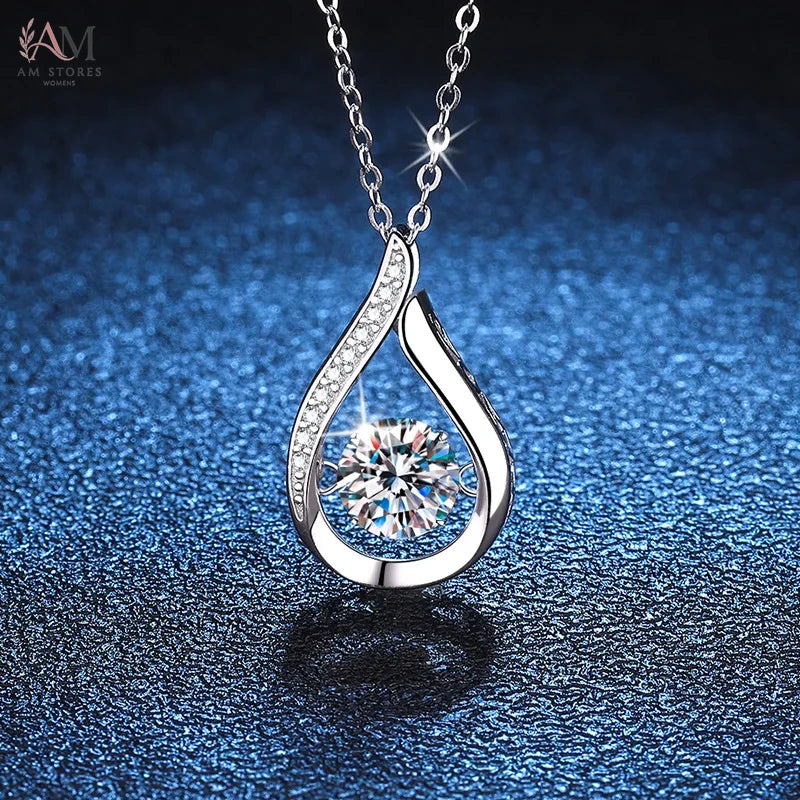GRA 1ct Moissanite Pendant Necklace in 925 Silver - view 3