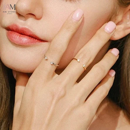 Real 925 Sterling Silver Cubic Zirconia Adjustable Geometric Women's Ring - view 2